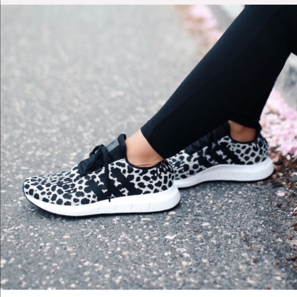 adidas RARE Swift Run White Black Shoe Leopard - Picture 2 of 9